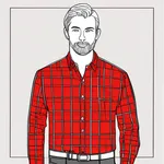 long-sleeve red plaid button-up shirt image